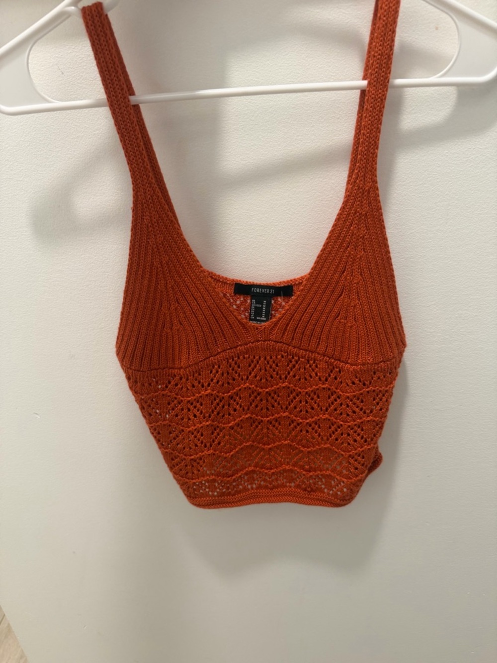 Forever 21 Rust Orange Knit Lace Crop Tank